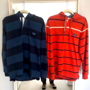 LL Bean hooded rugby shirt size M